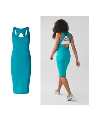 Lululemon Heathered Surge Teal Blue Go For It Sleeveless Tank Dress Size 4?